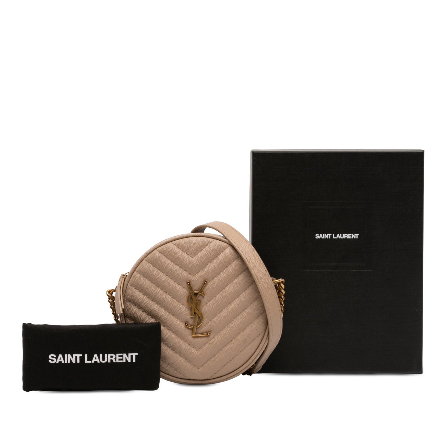 Saint Laurent Grain De Poudre Chevron Round Vinyle Camera Bag