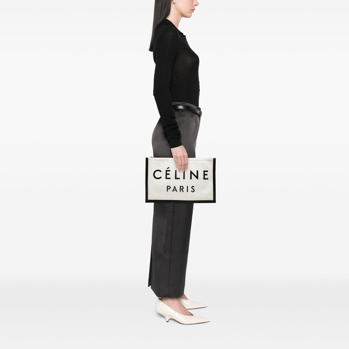 Celine Canvas Logo Clutch