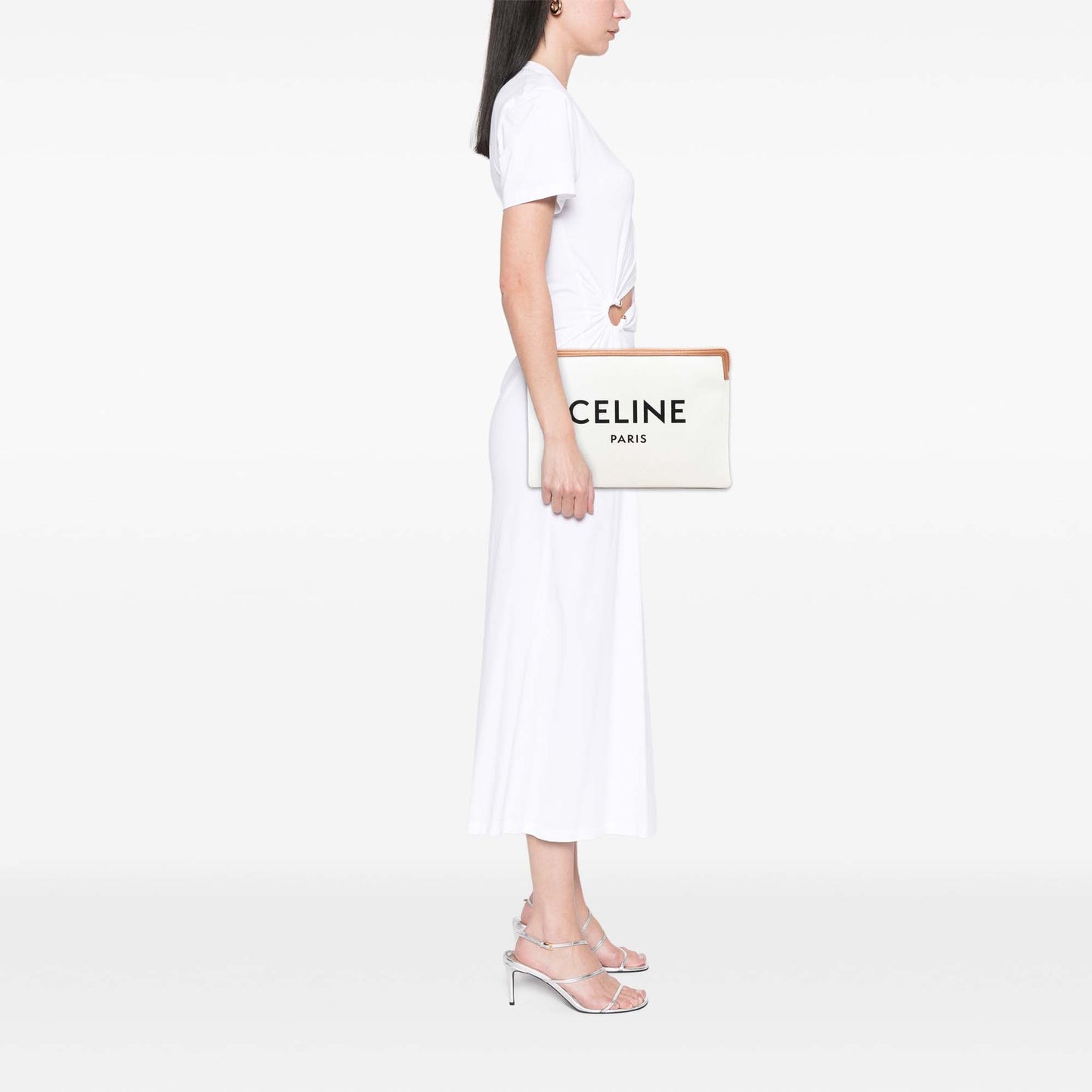 Celine Large Canvas Logo Clutch