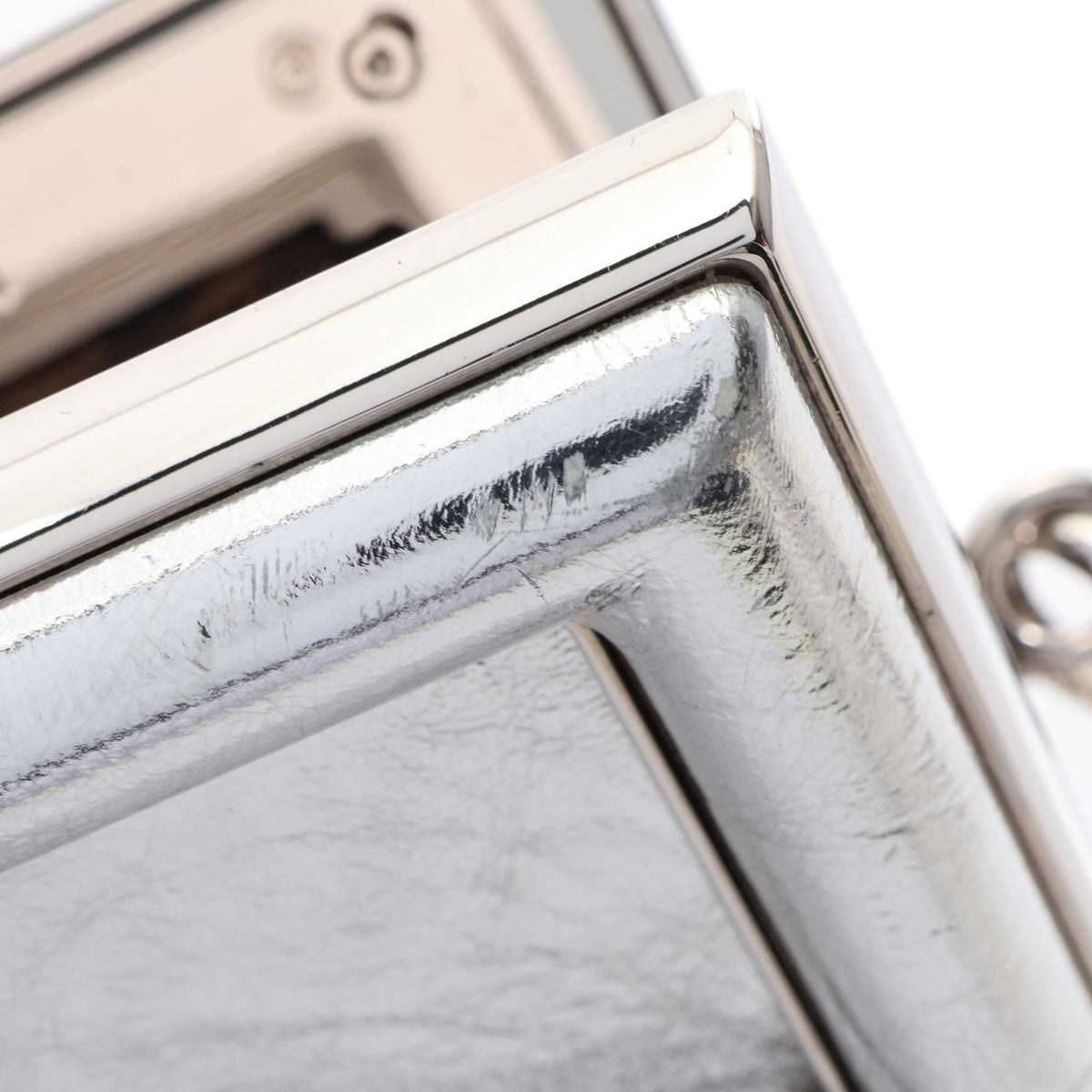 Fendi Small Metallic Nappa Fendi First Crossbody — Silver