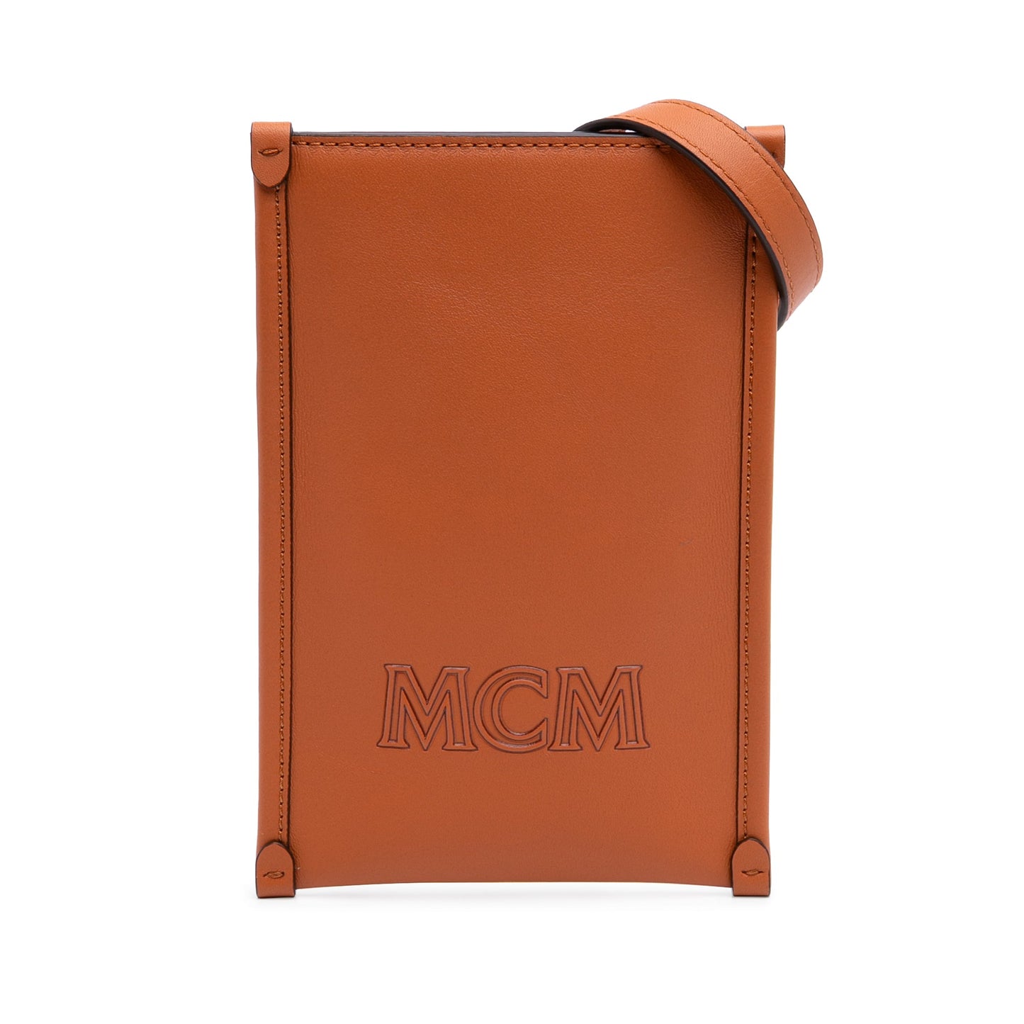 MCM Spanish Calfskin Embossed Logo Aren Lanyard Phone Case