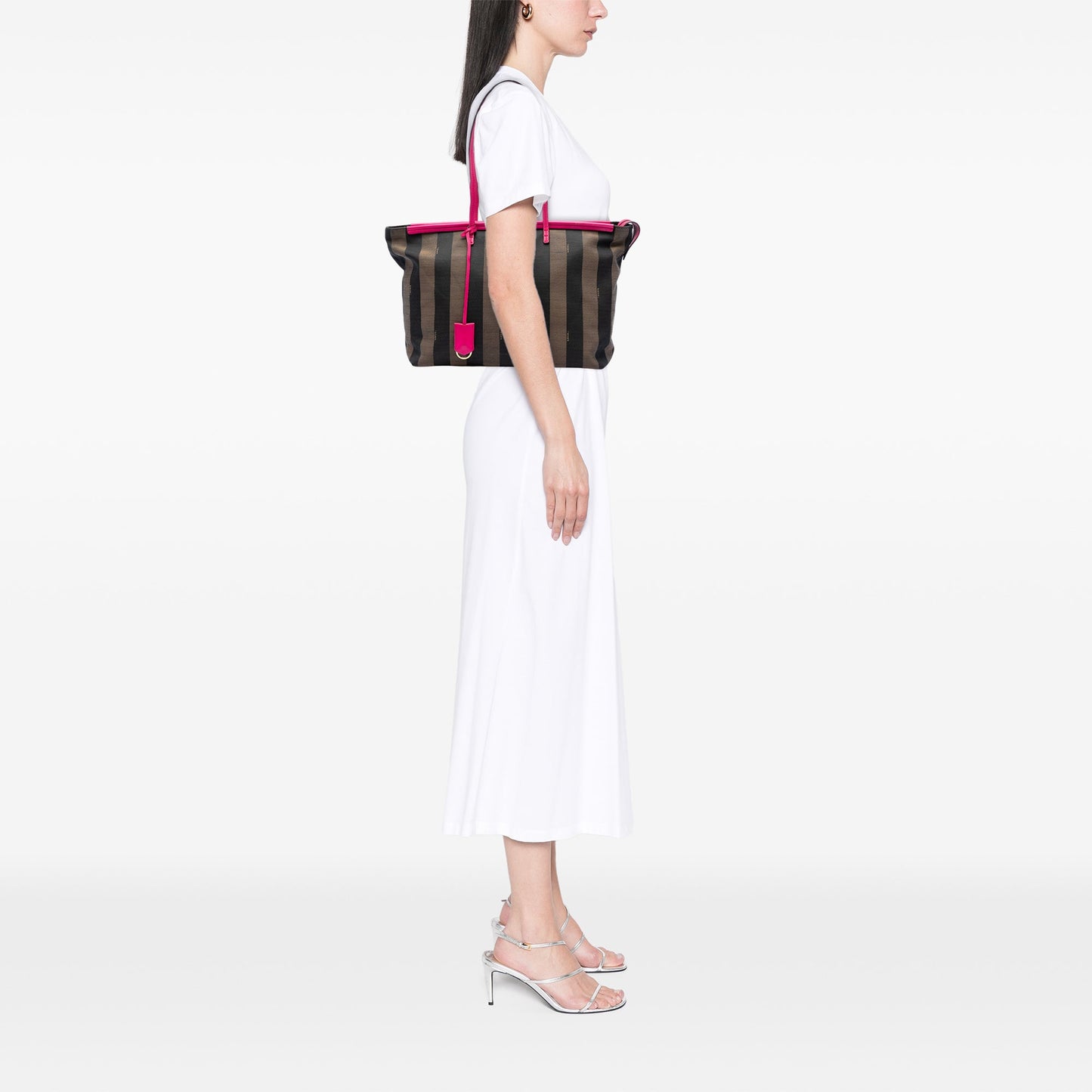 Fendi Medium Pequin Canvas Roll Tote
