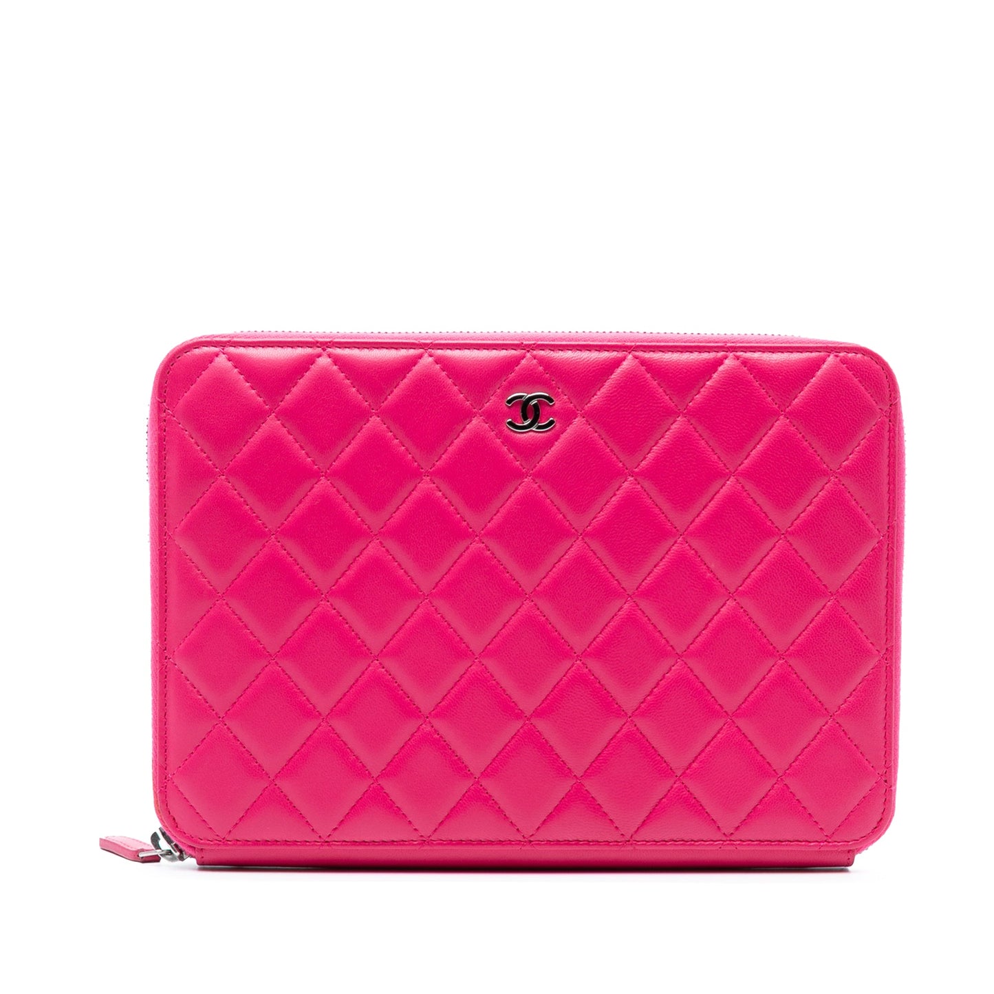Chanel Large Quilted Lambskin Zip Around Organizer Clutch
