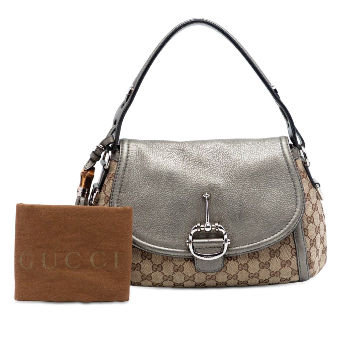 Medium GG Canvas Techno Horsebit Satchel