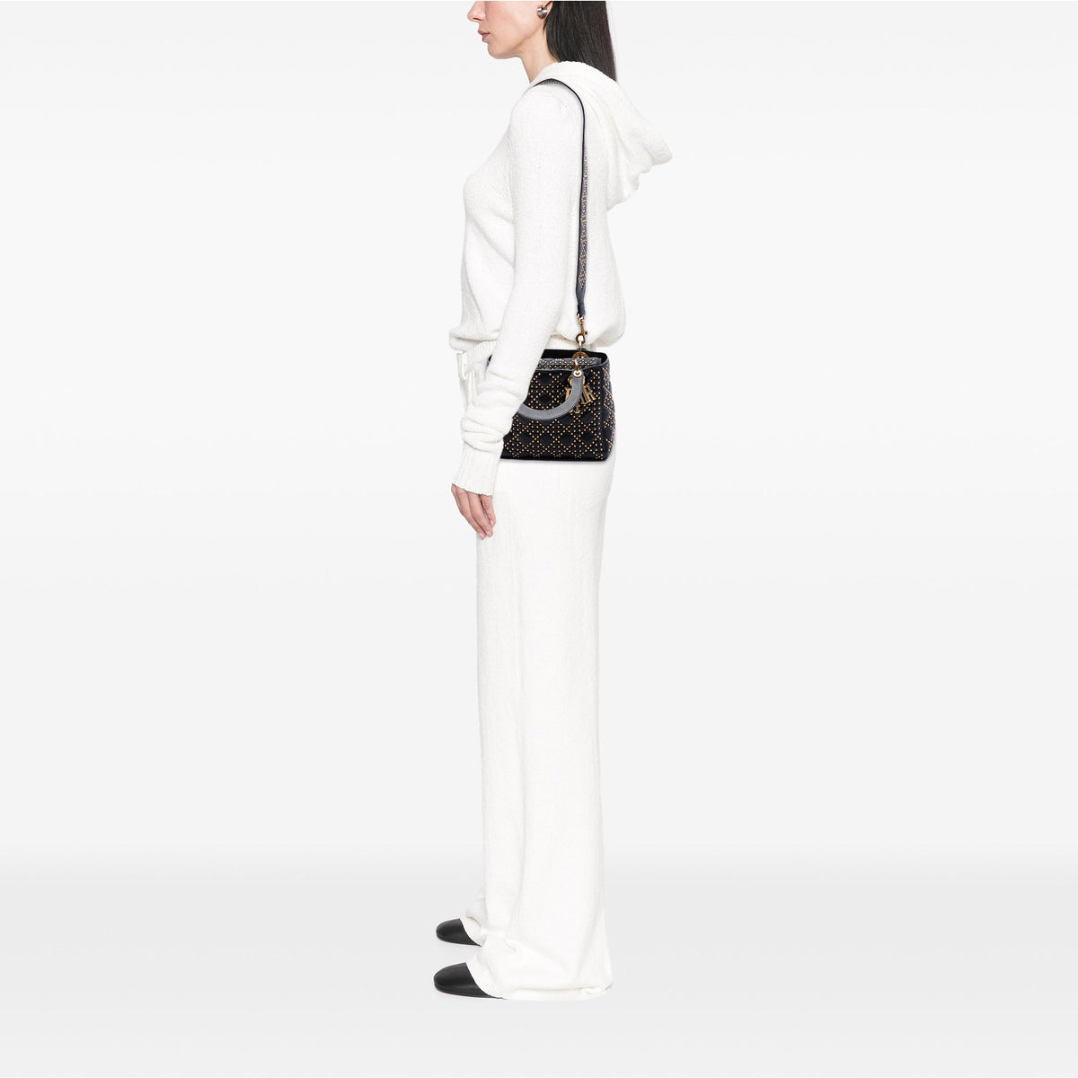 Dior Medium Lambskin Cannage Studded Supple Lady Dior