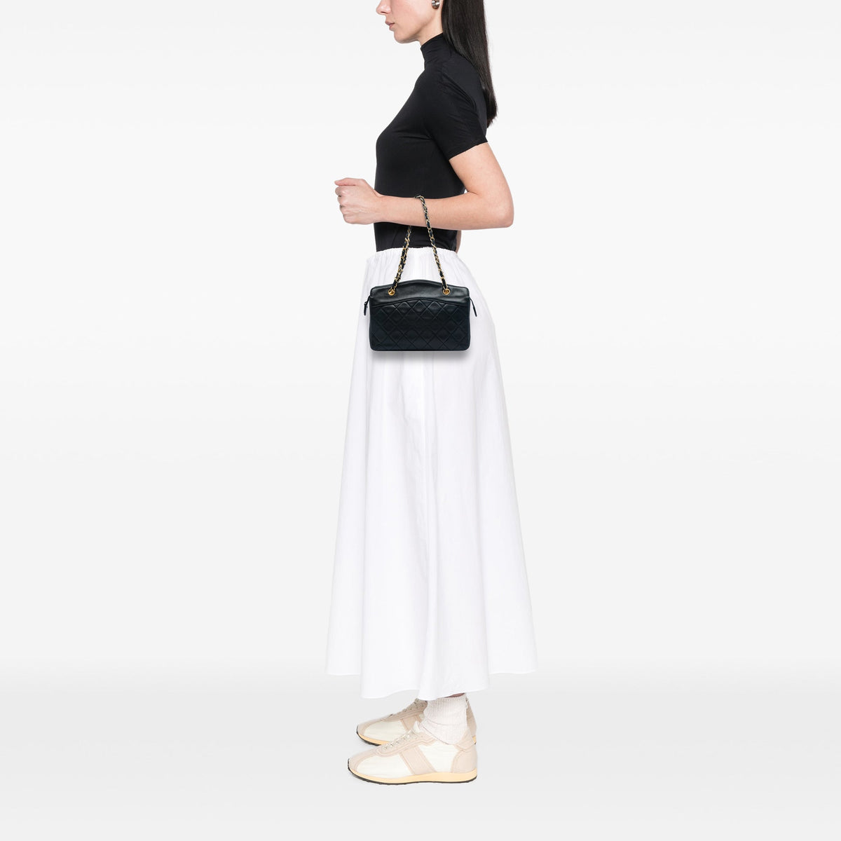 Chanel CC Quilted Lambskin Zip Handbag