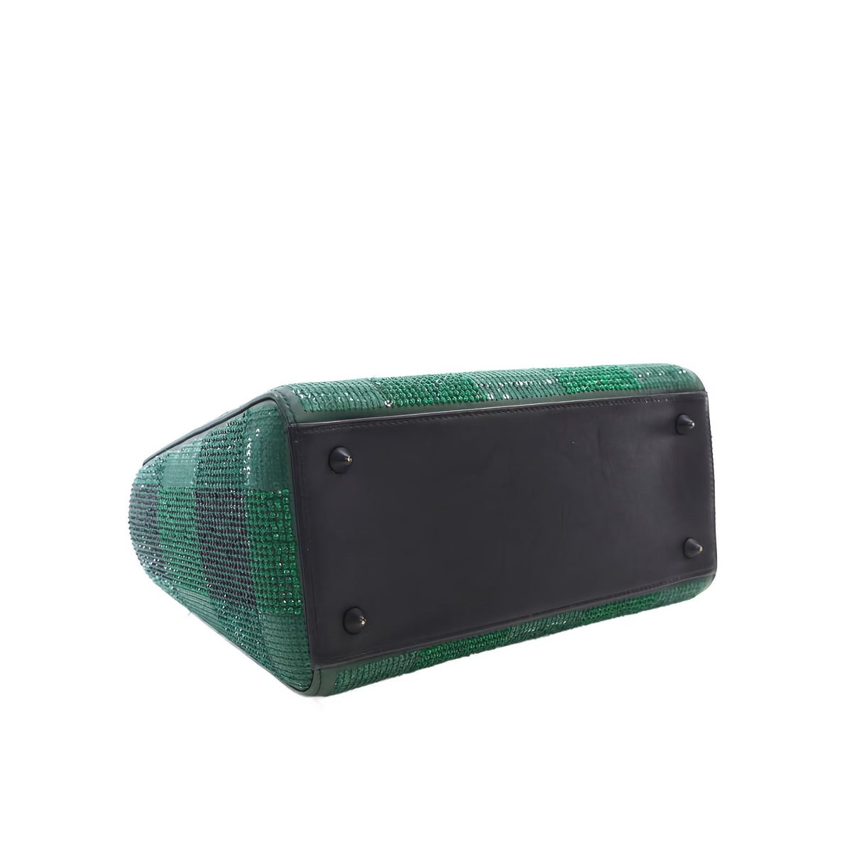 Dior Medium Crystal Embellished Calfskin Checkered Lady Dior — Green