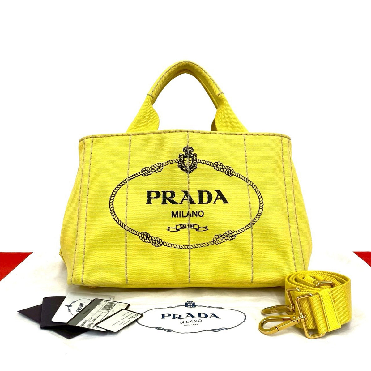 Prada Canvas Canapa Logo Tote