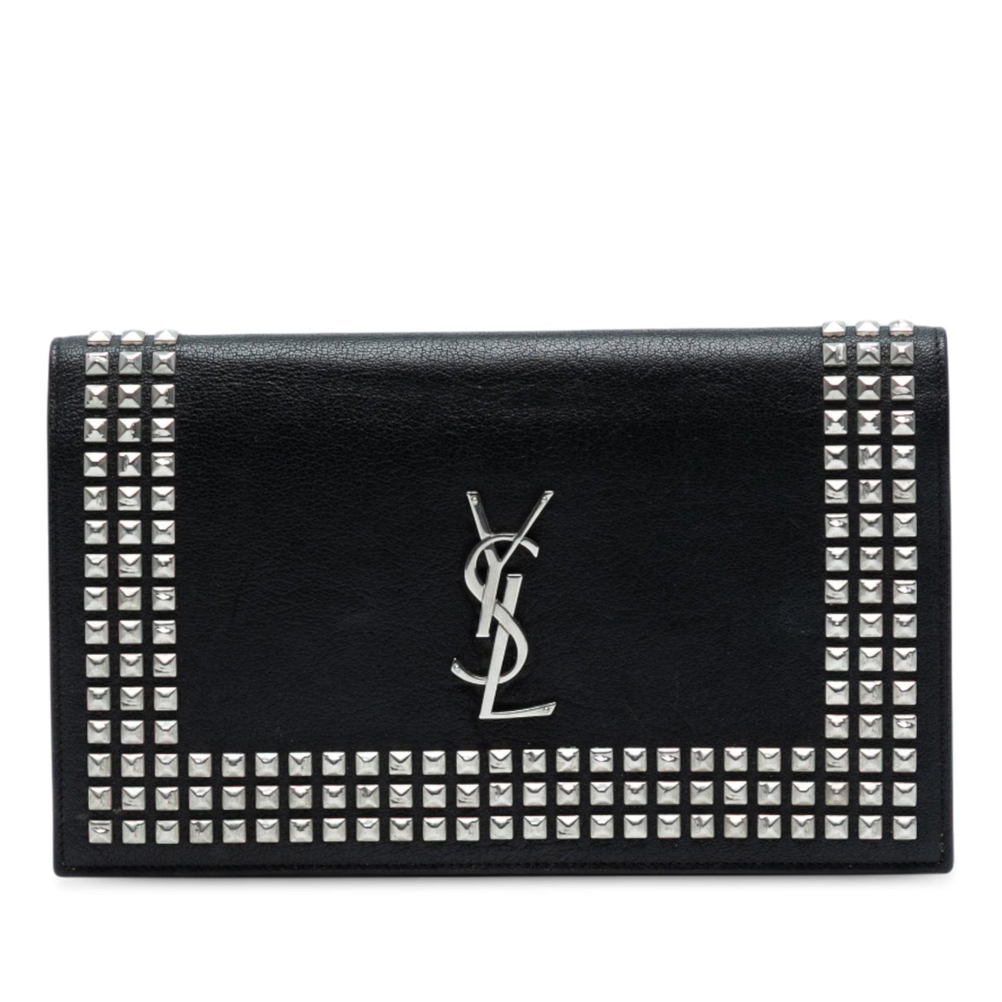 Saint Laurent Studded Leather Monogram Clutch
