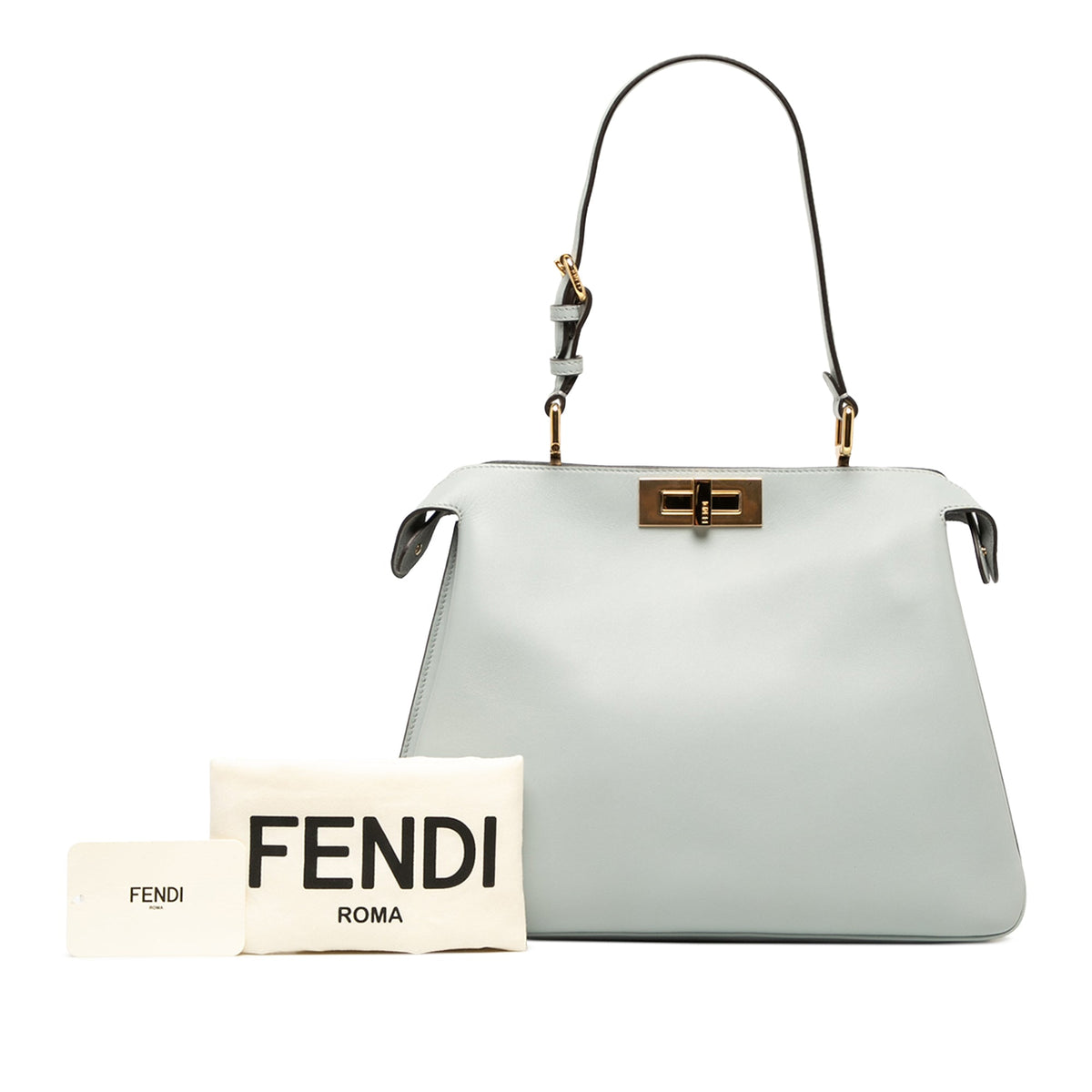 Fendi Medium Leather Peekaboo Soft Shoulder Bag — Gray
