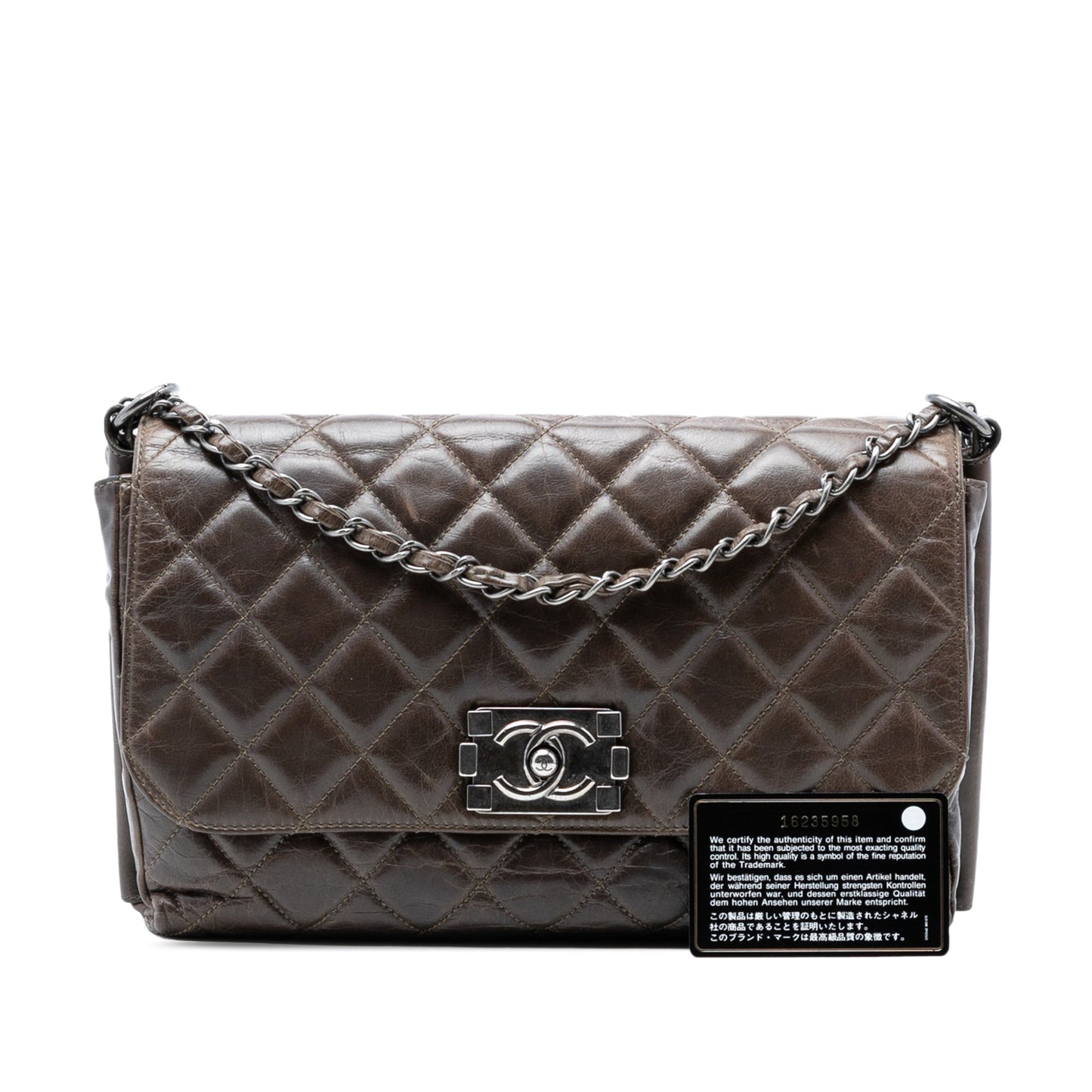 Quilted Glazed Calfskin Soft Boy Flap