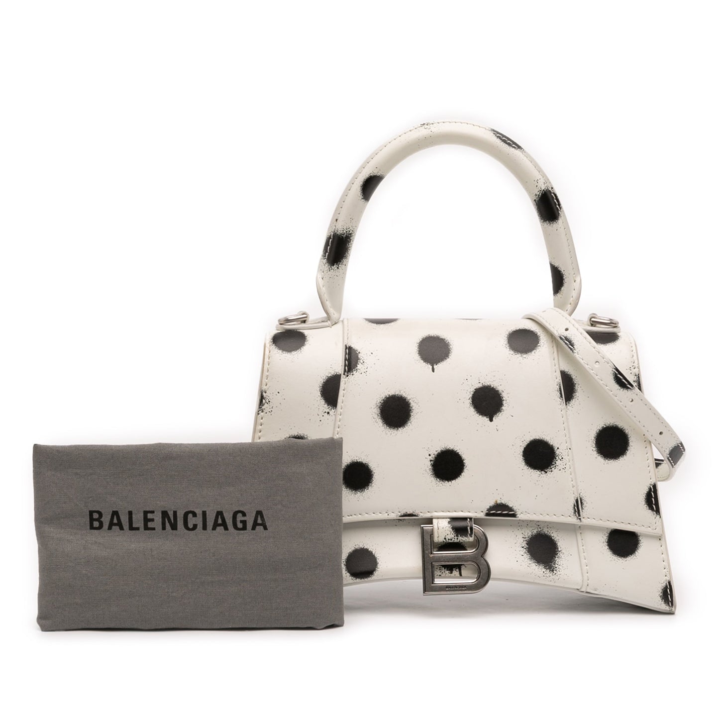 Small Smooth Calfskin Sprayed Polka Dot Hourglass Satchel