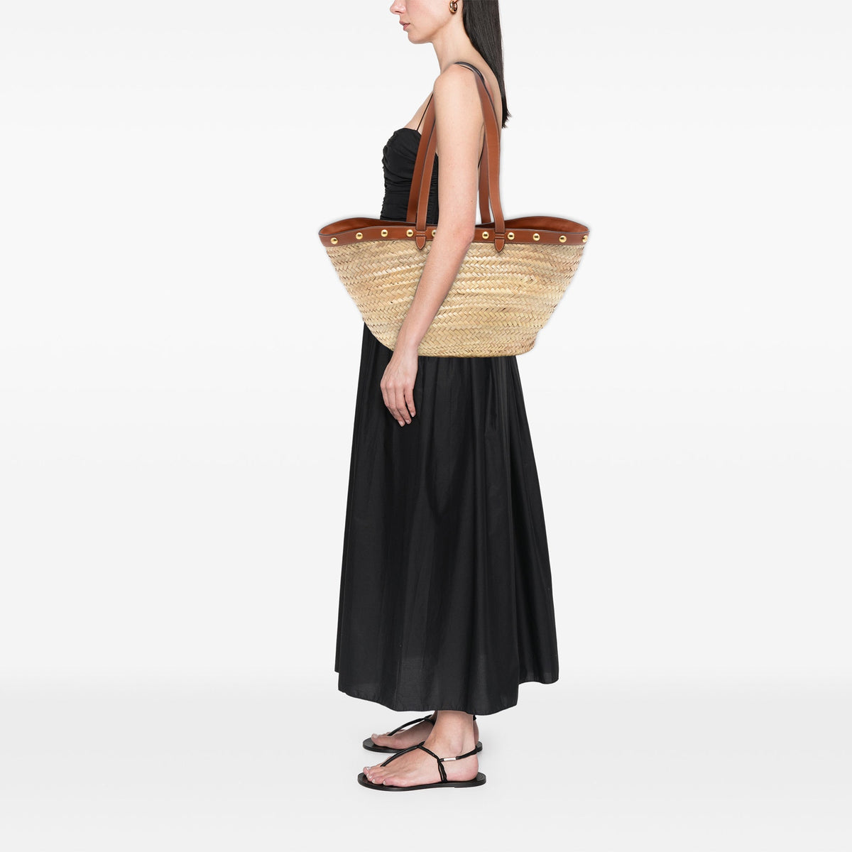 Celine Large Raffia Classic Studded Panier Tote