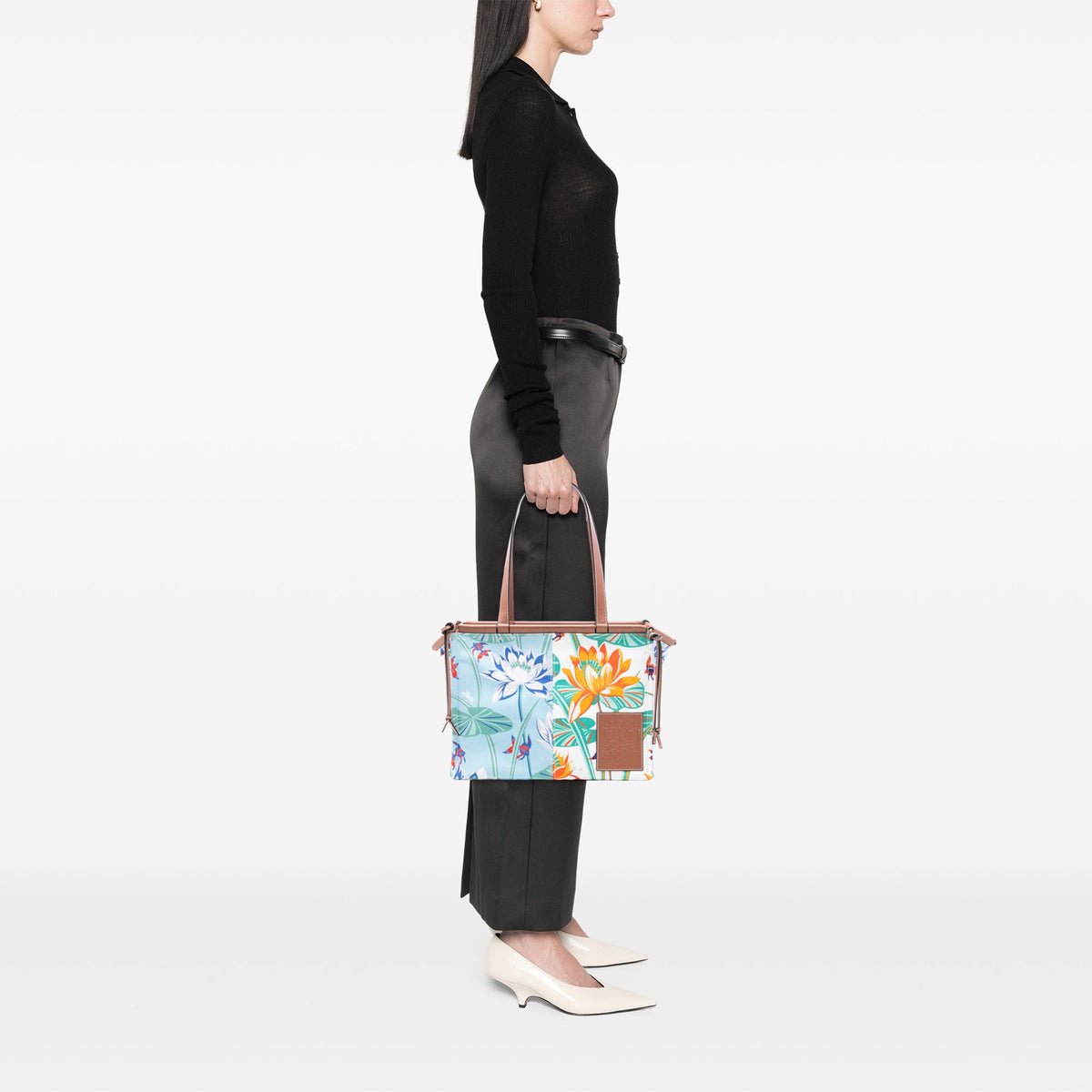 LOEWE Paulas Ibiza Small Canvas Waterlily Print Cushion Tote