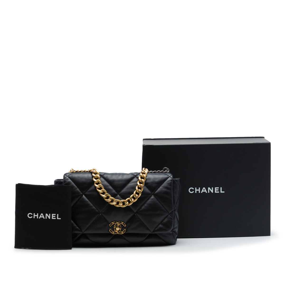 Chanel Maxi Lambskin 19 Flap — Black