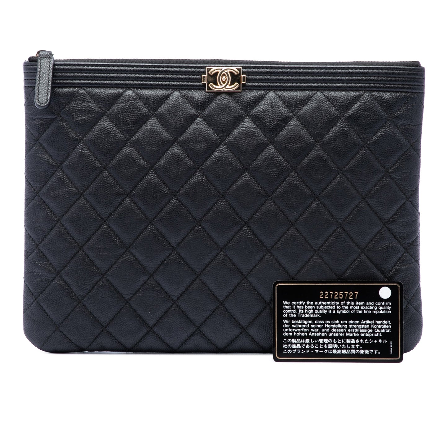 Chanel Medium Quilted Caviar Boy O Case Clutch