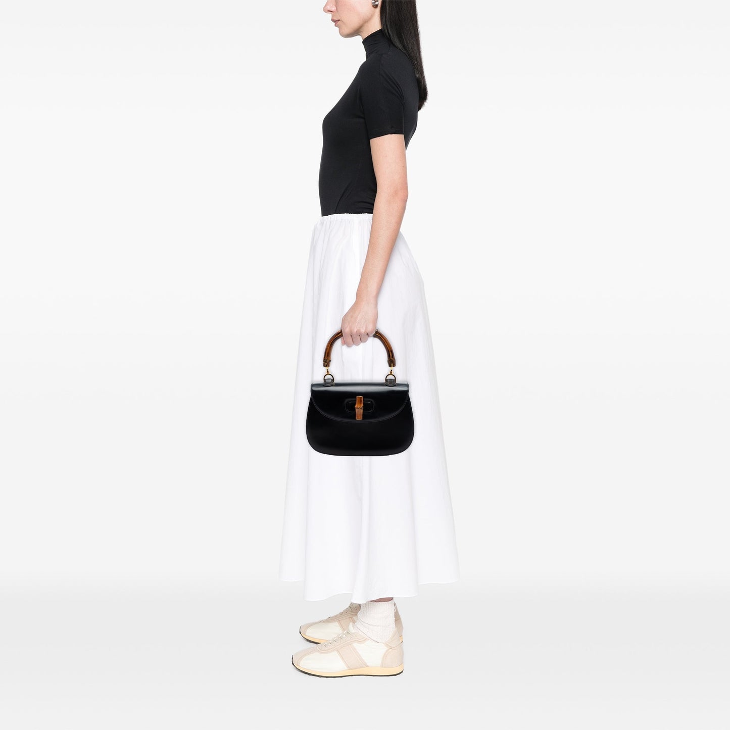 Gucci Small Calfskin Bamboo Top Handle Bag