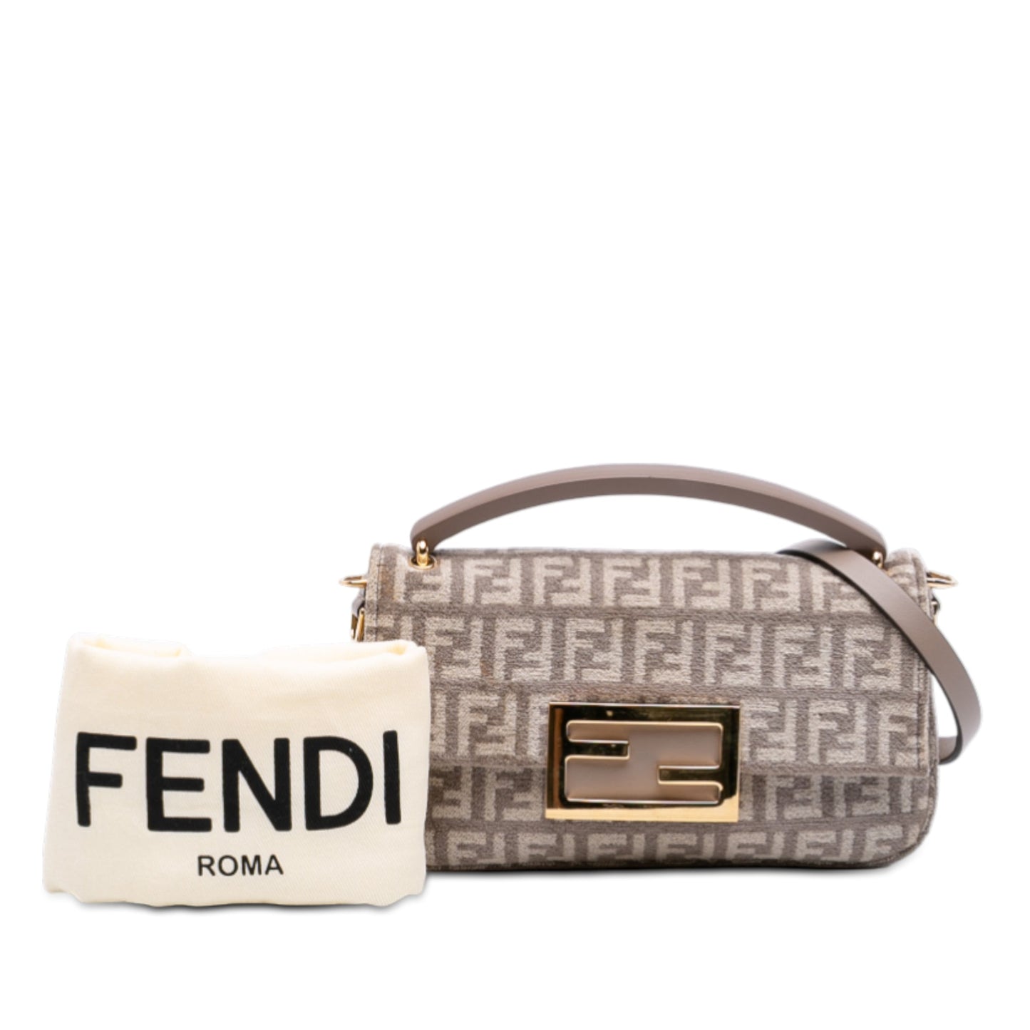 Fendi Zucchino Velvet Baguette Phone Pouch Satchel