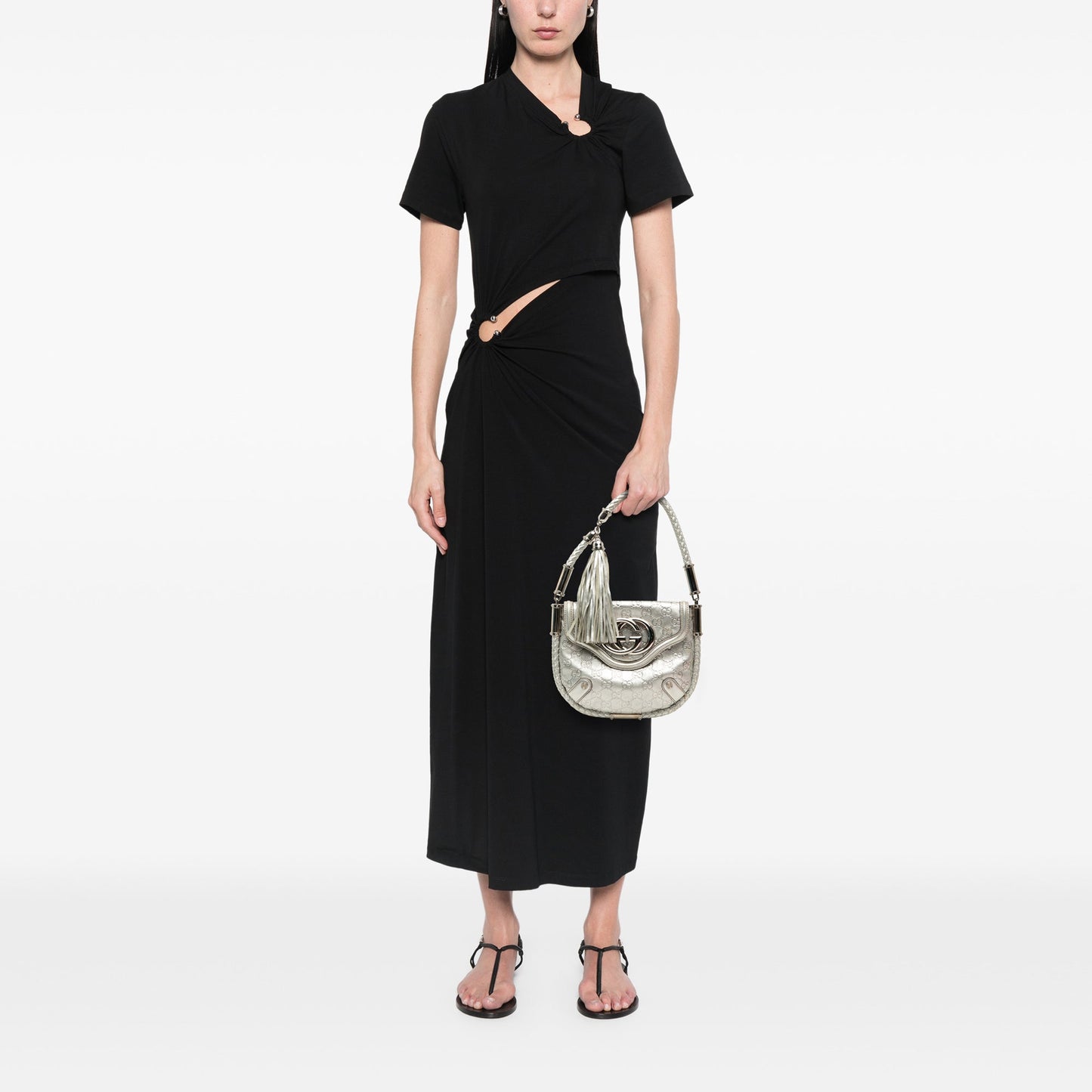 Gucci Medium Metallic Guccissima Britt Tassel Flap Handbag