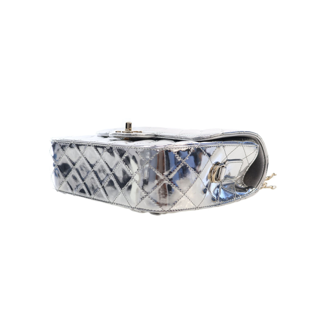 Chanel Quilted Metallic Mirror Calfskin Hollywood Boulevard Backpack — Silver