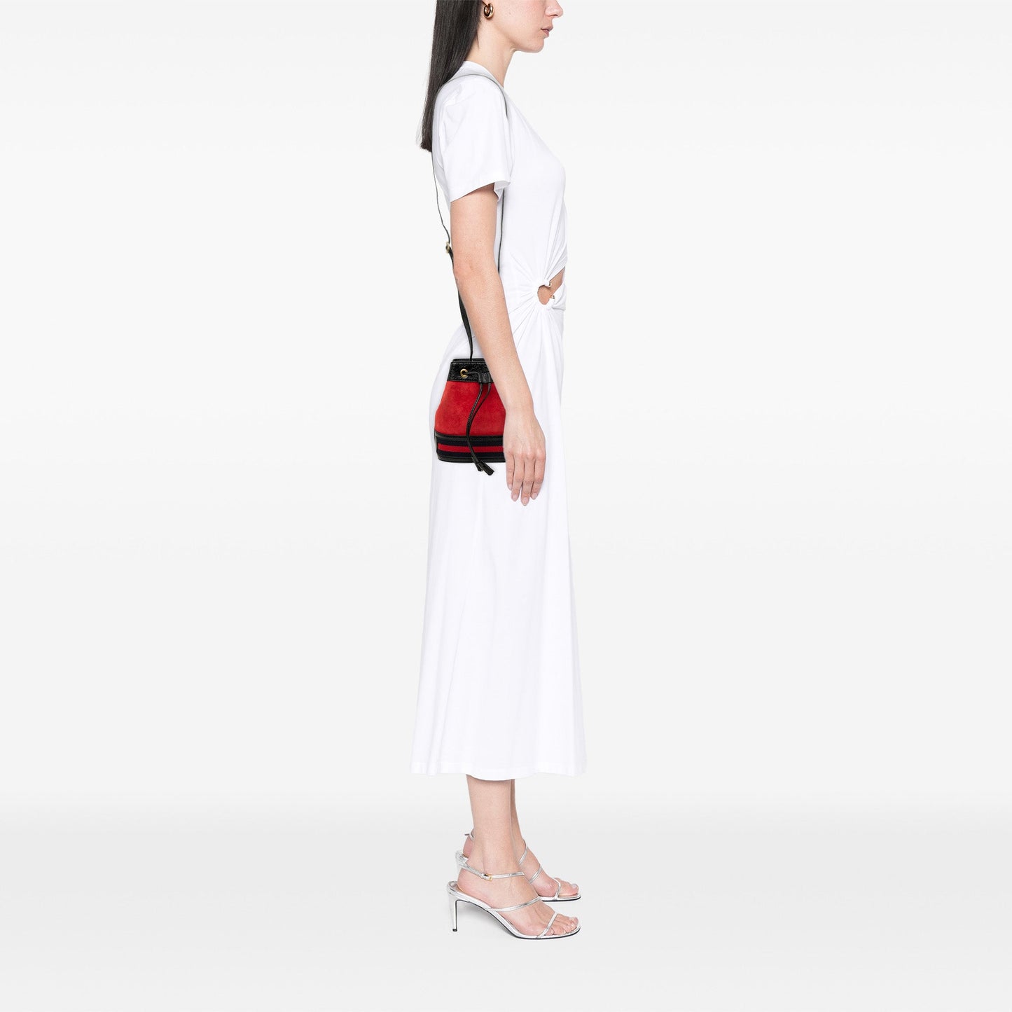 Gucci Mini Suede and Patent Web Ophidia Bucket Bag