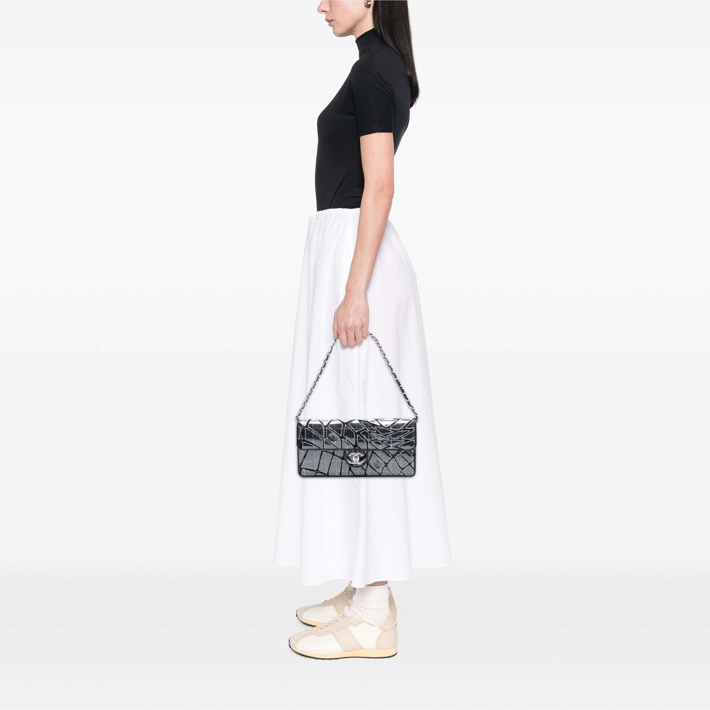 Chanel CC PVC Wool and Leather Scale East West Flap