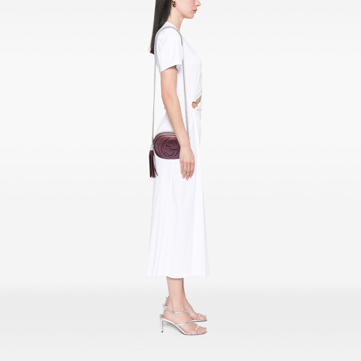 Gucci Mini Metallic Pebbled Calfskin Soho Chain Crossbody