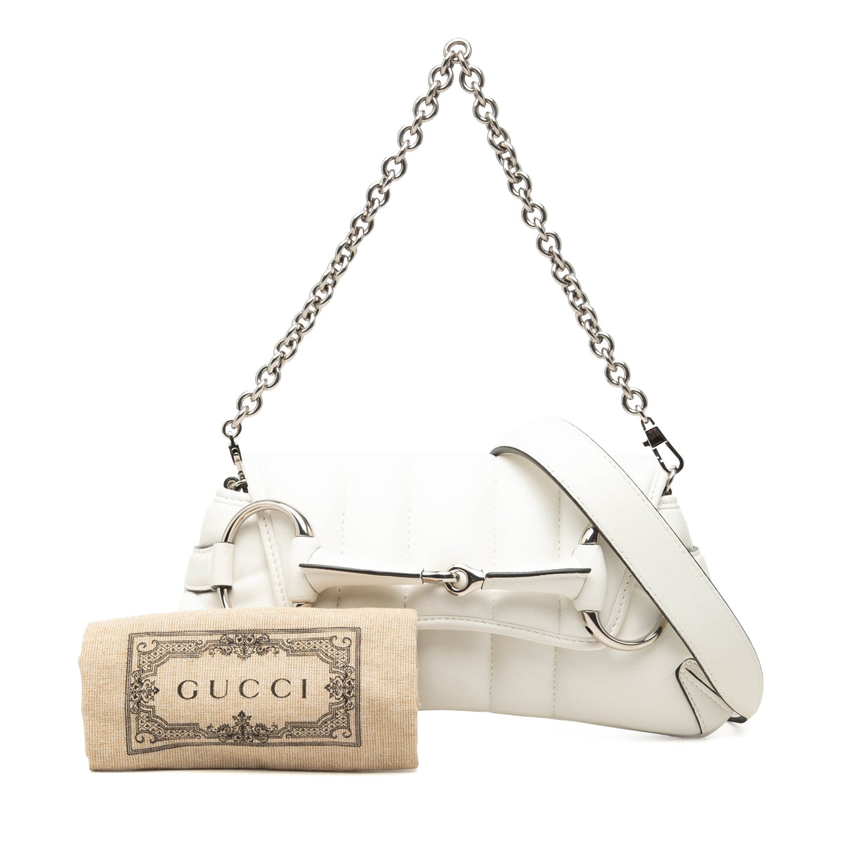 Gucci Small Quilted Calfskin Horsebit Chain Satchel