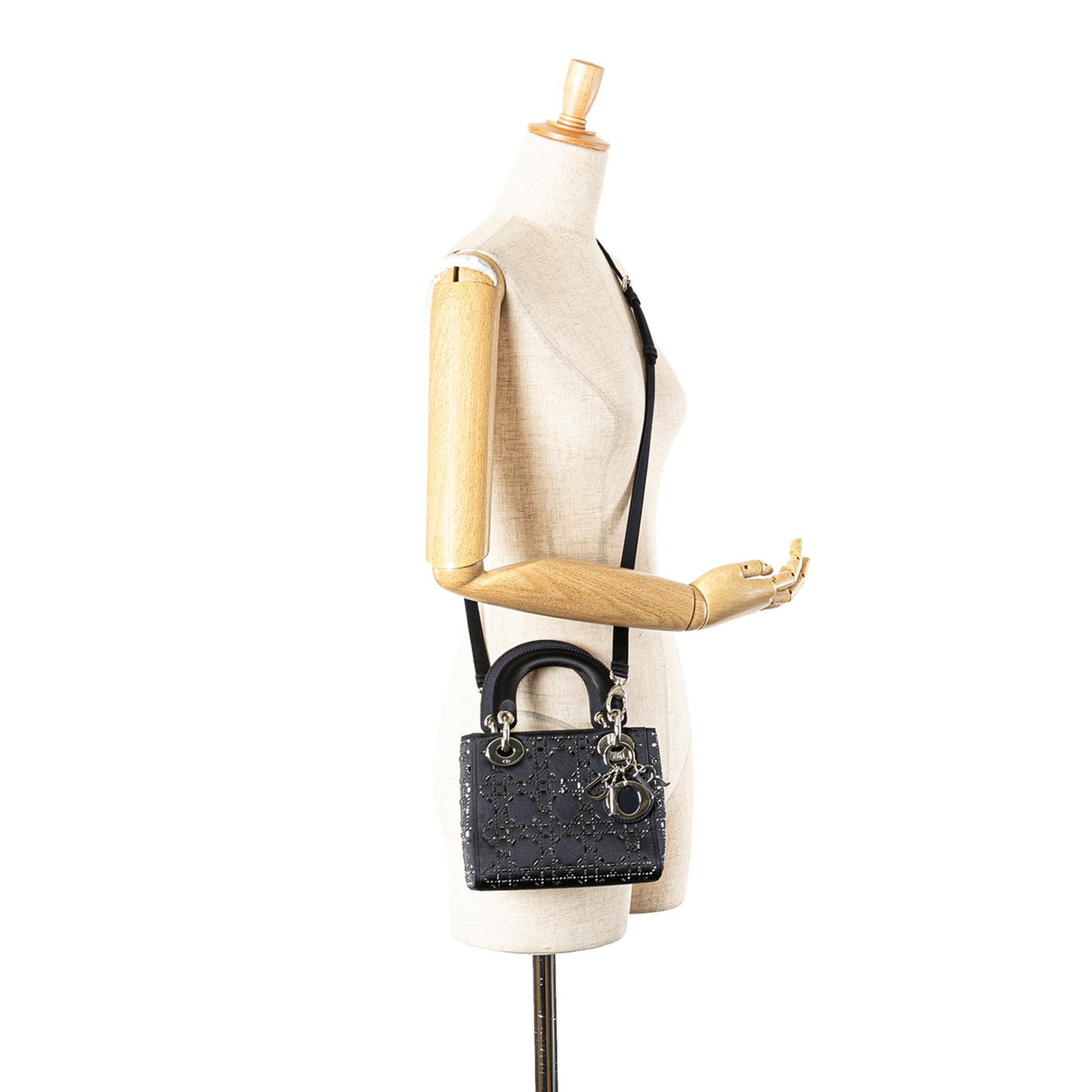 Dior Mini Satin Cannage Strass Crystal Embellished Lady Dior