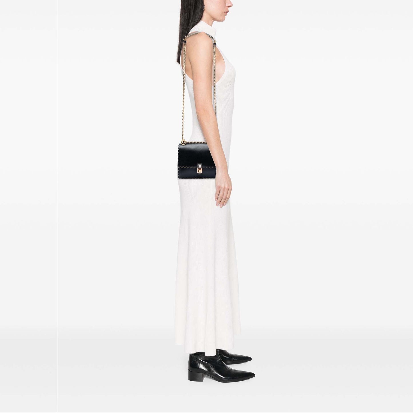 Fendi Small Scalloped Leather Kan I Crossbody