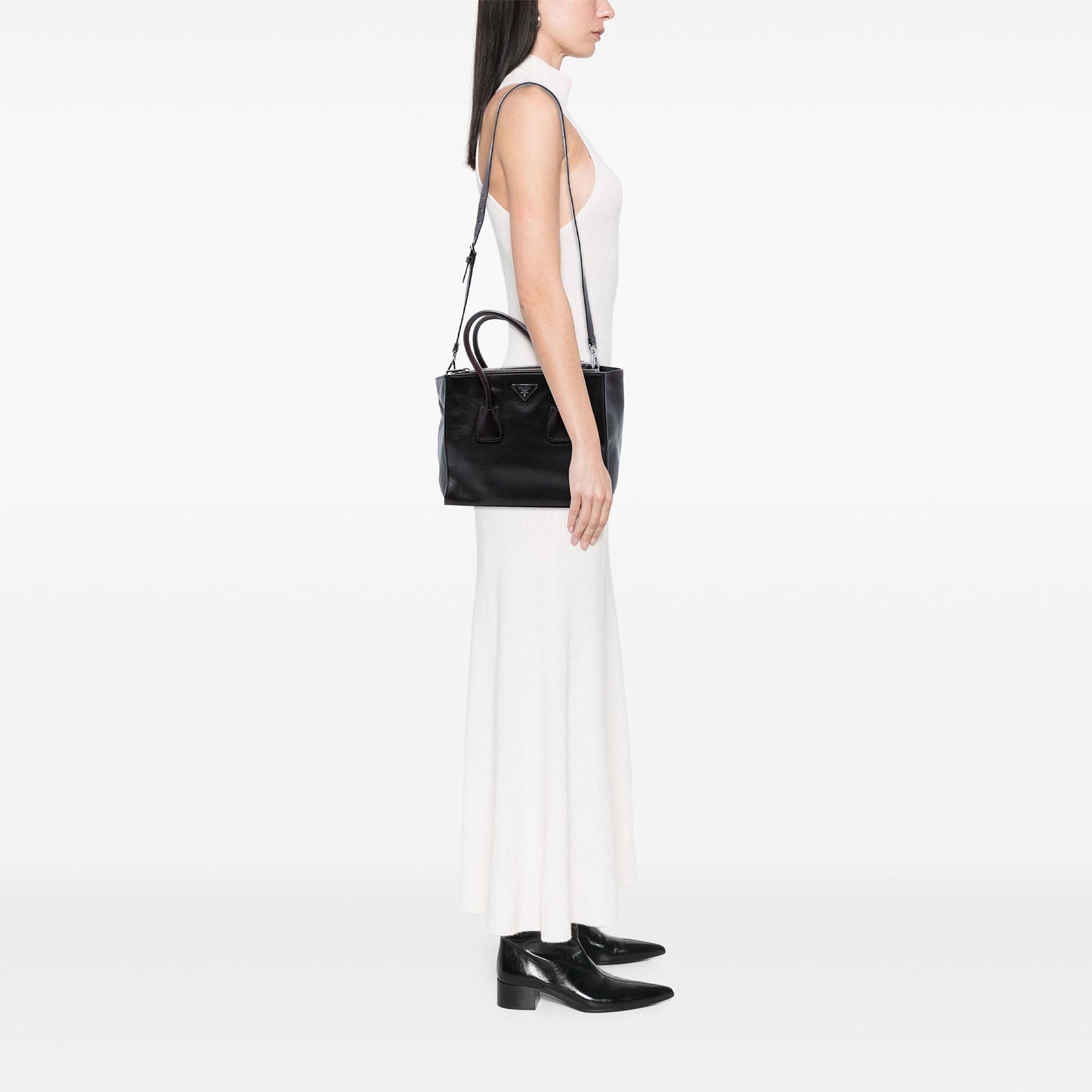 Prada Glace Calf Twin Pocket Double Handle Satchel