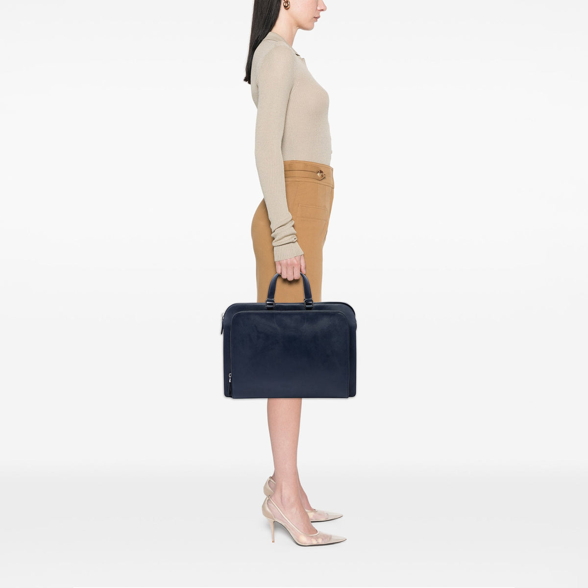 Prada Saffiano Business Bag — Blue