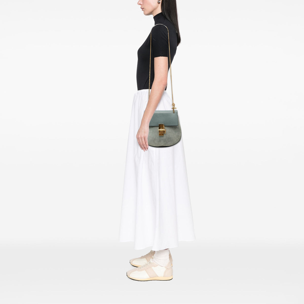 Chloé Small Suede and Calfskin Drew Crossbody — Blue