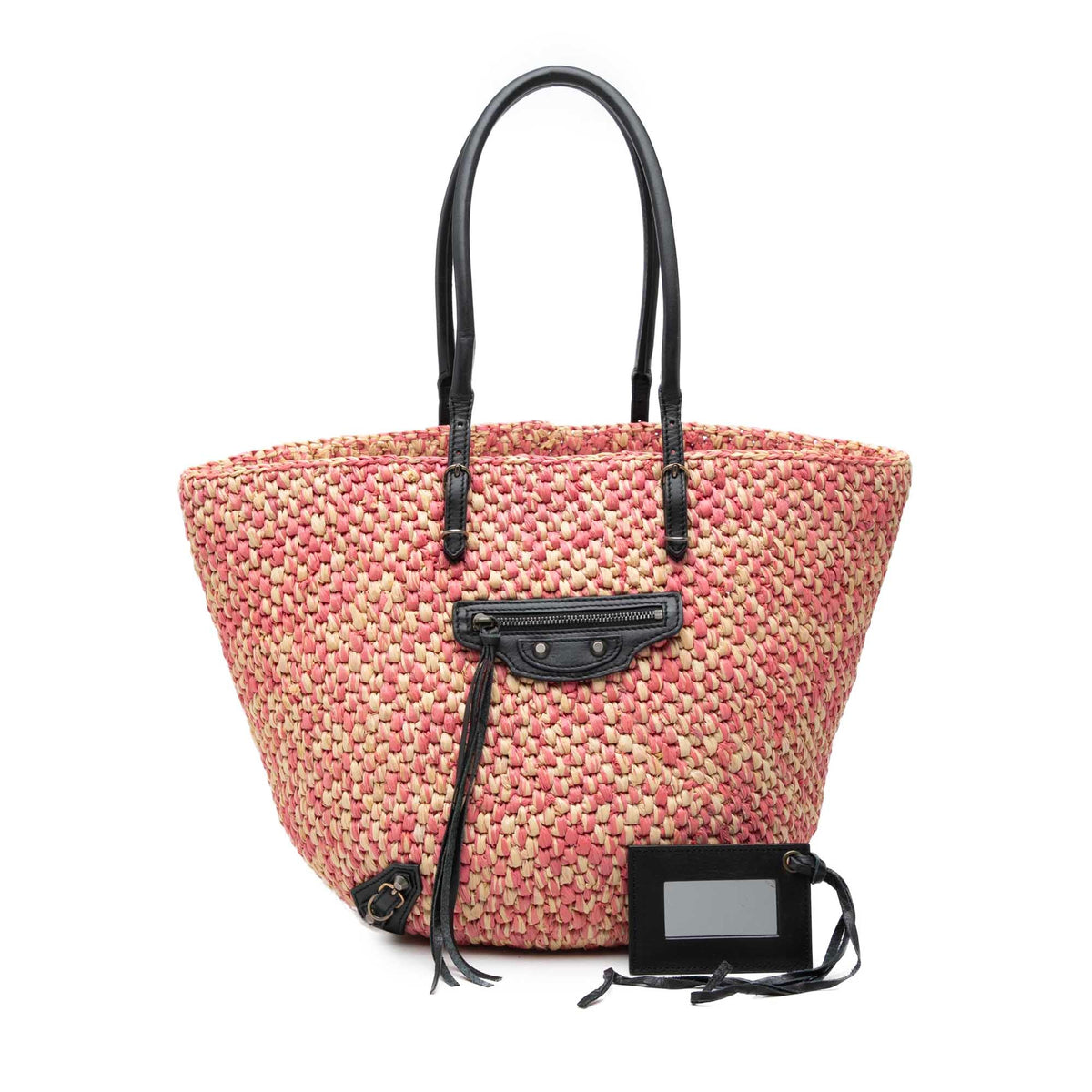 Balenciaga Raffia Motocross Classic Panier Basket Tote