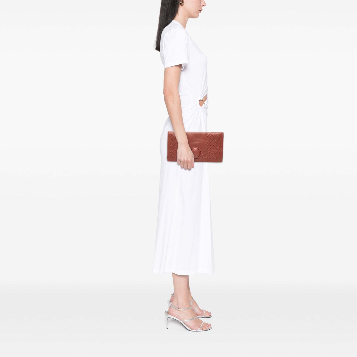 Bottega Veneta Nappa Embossed Intrecciato Turn Lock Clutch