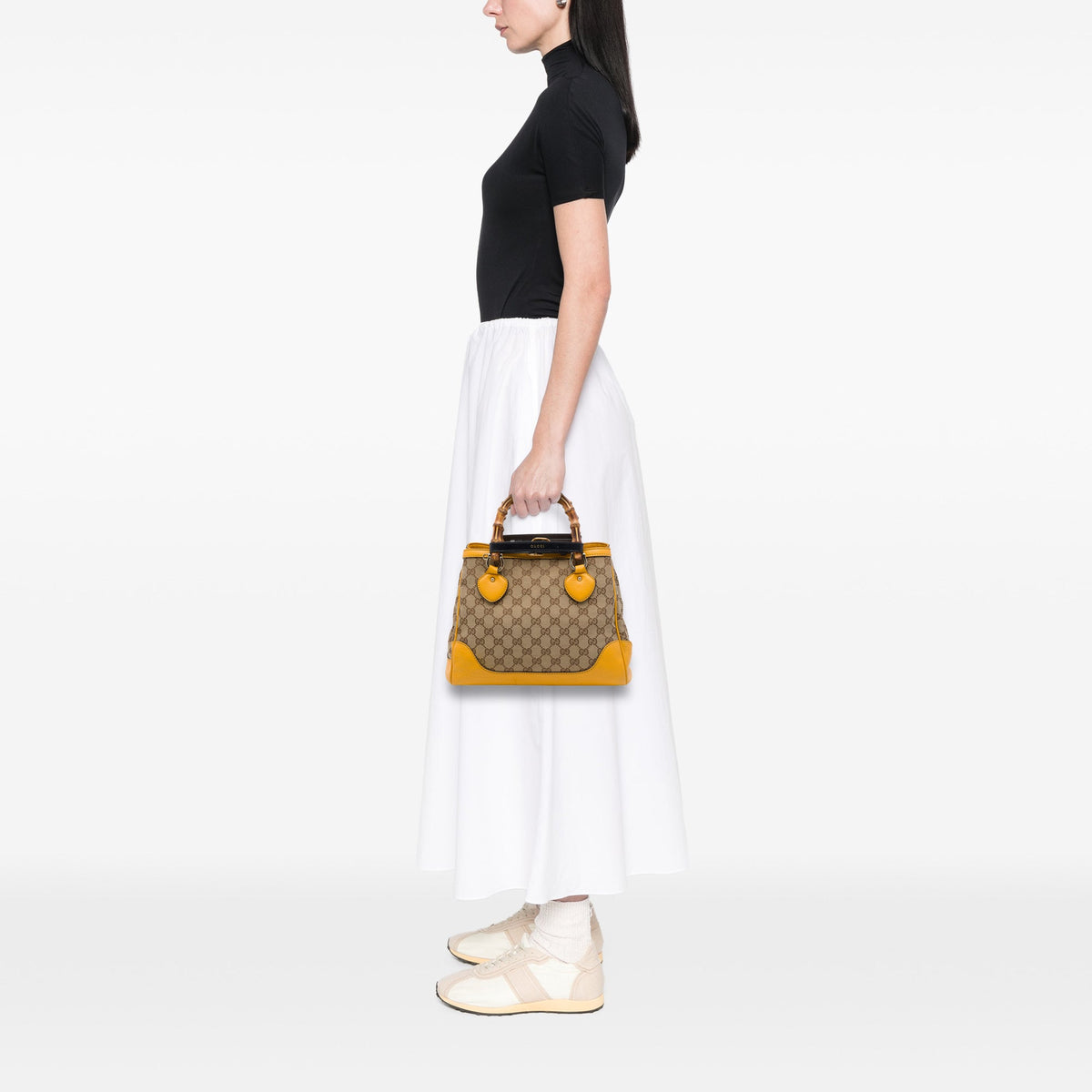 Gucci GG Canvas Bamboo Diana Top Handle Tote — Yellow
