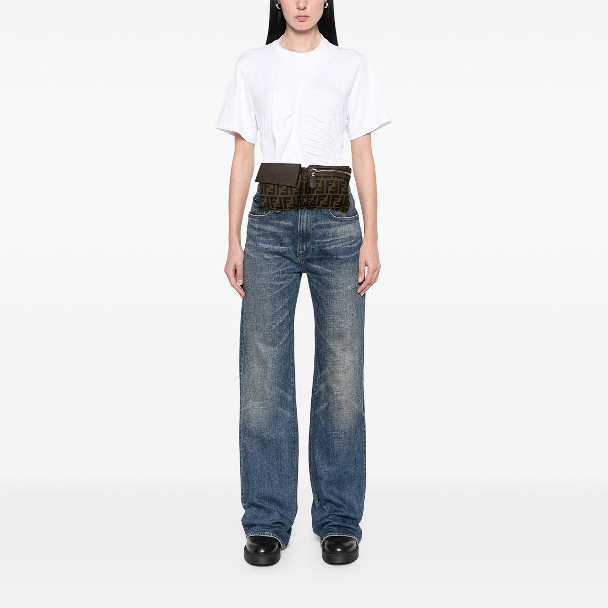 Fendi Zucca Canvas Double Pocket Belt Bag