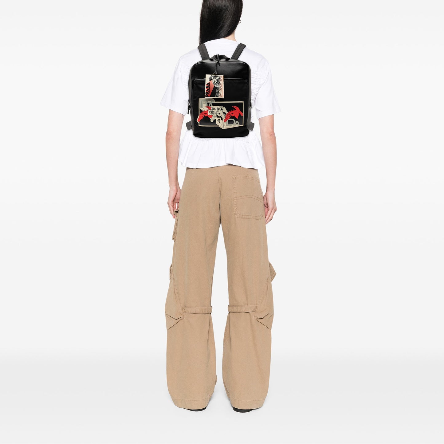 Leather and Tessuto Comic Print Backpack