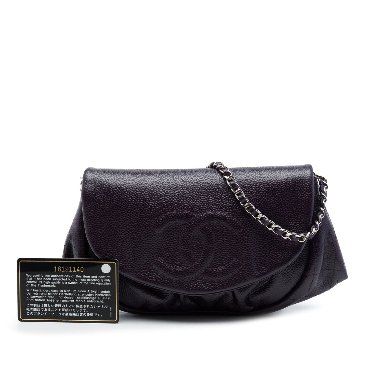 Chanel CC Caviar Half Moon Wallet on Chain