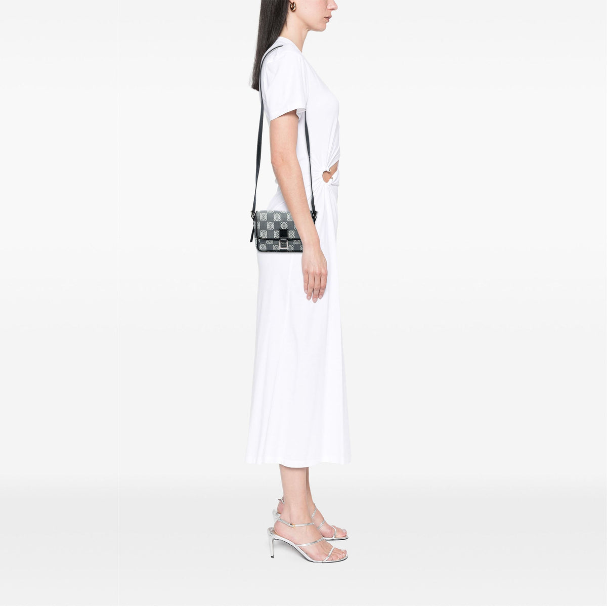 LOEWE Anagram Canvas Flap Crossbody — Gray