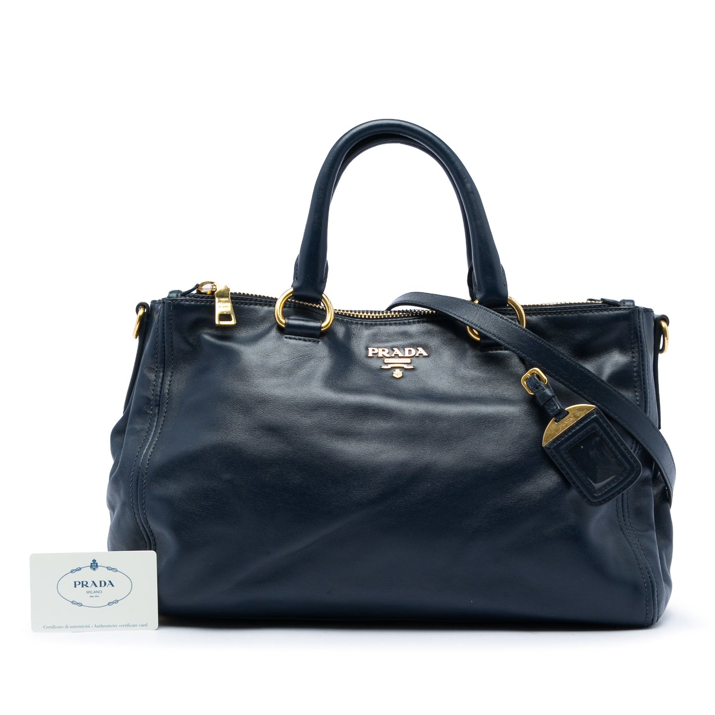 Prada Soft Calf Double Zip Convertible Tote