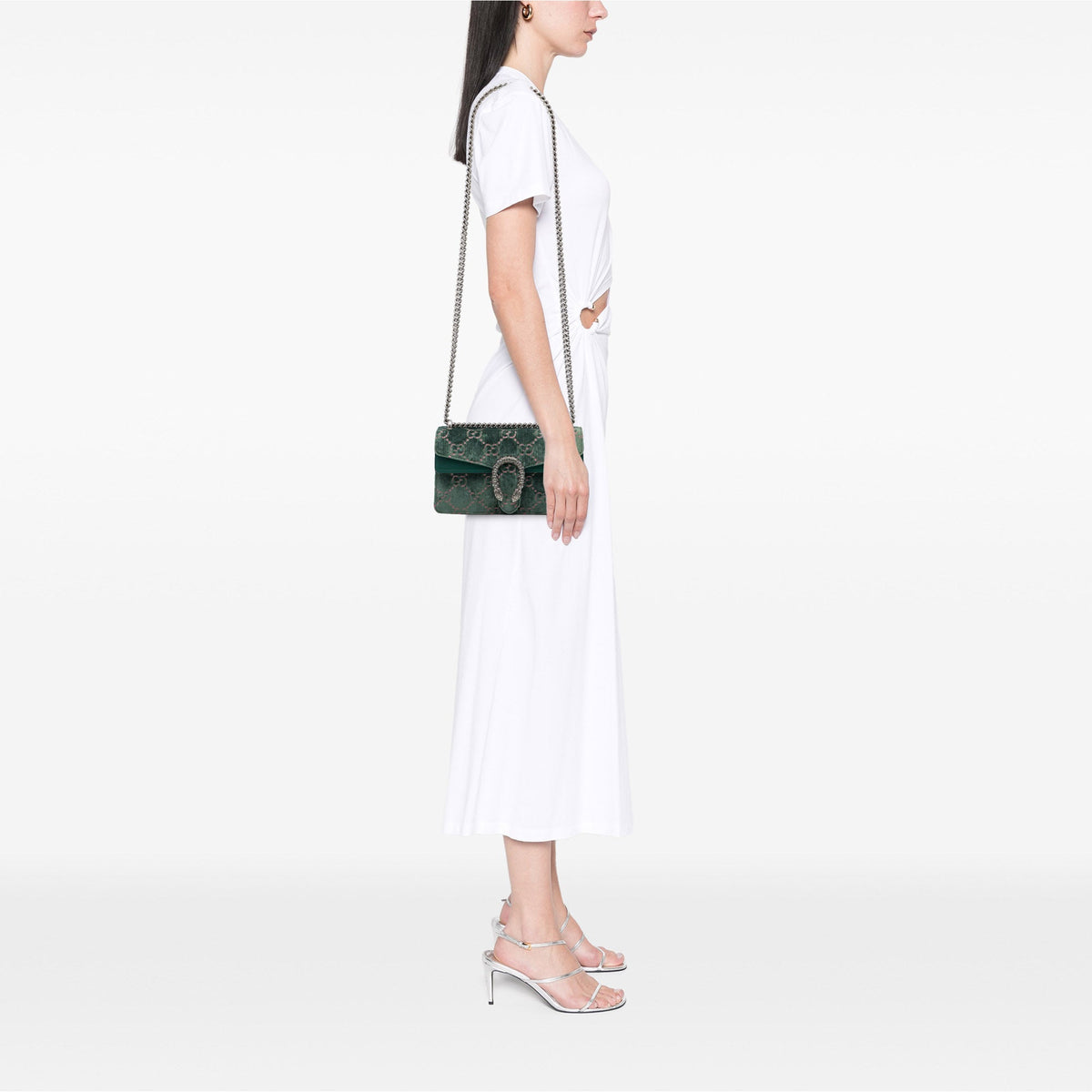 Gucci Medium GG Velvet Dionysus Crossbody — Green