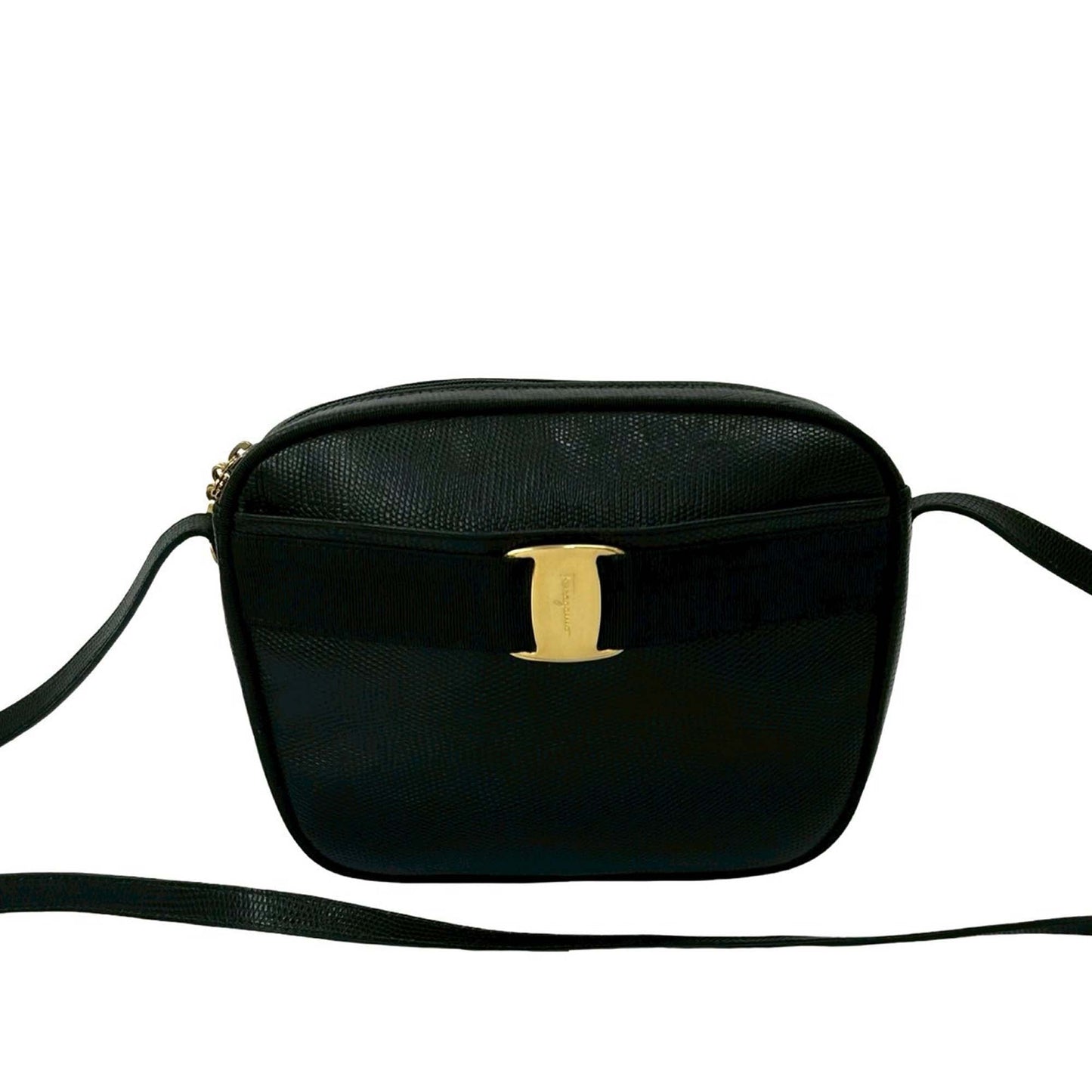 Ferragamo Embossed Lizard Leather Vara Crossbody