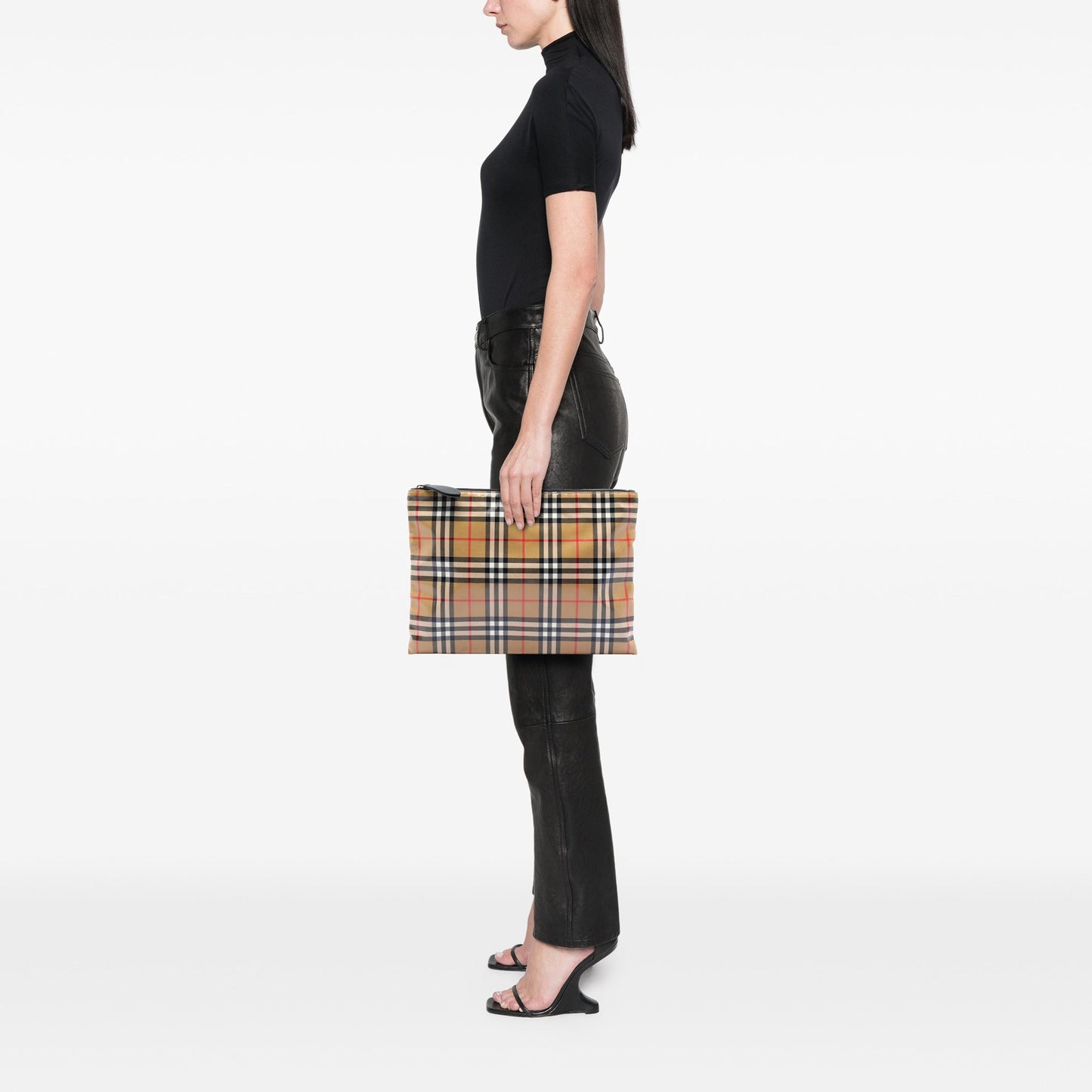 Burberry House Check Coated Canvas Clutch