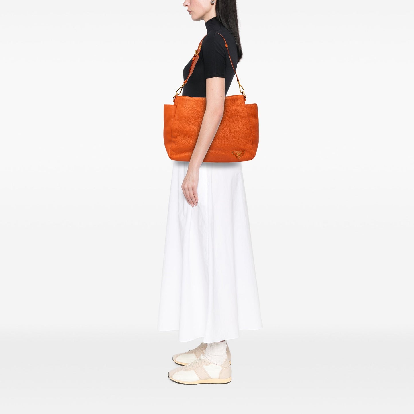 Prada Vitello Daino Side Pocket Shoulder Bag