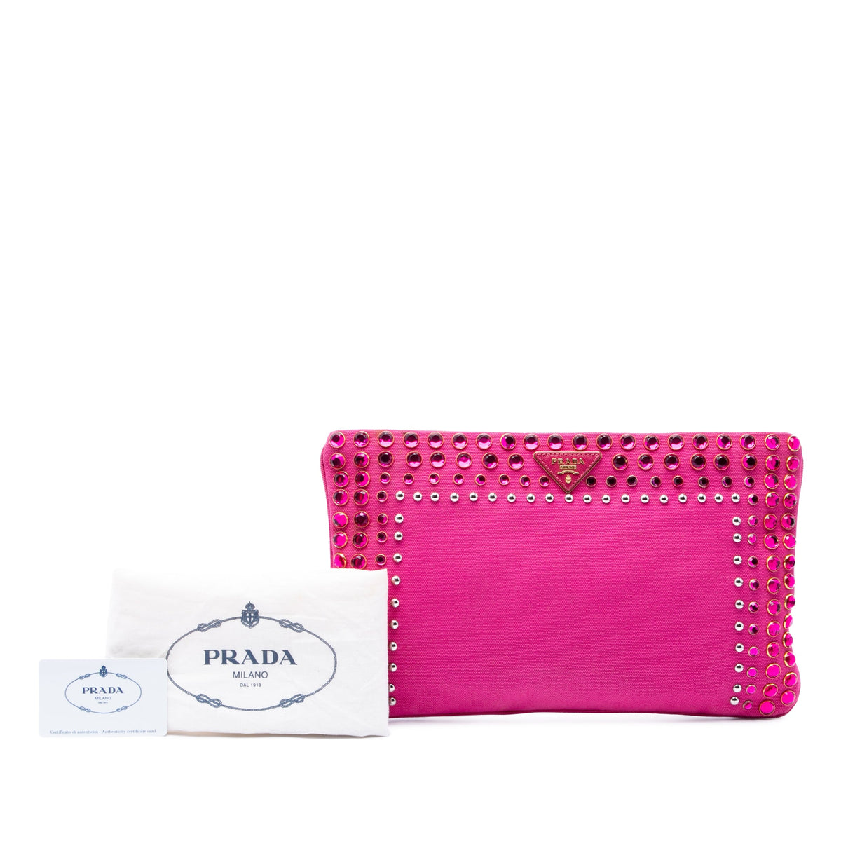 Prada Canvas Canapa Bijoux Clutch — Pink