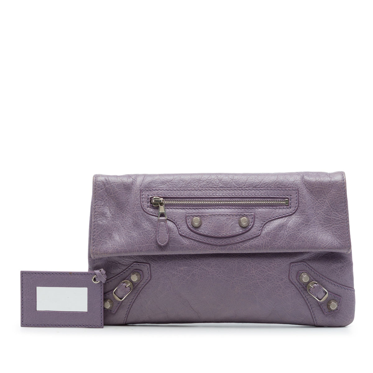 Balenciaga Lambskin Motocross Giant 12 Envelope Clutch — Purple