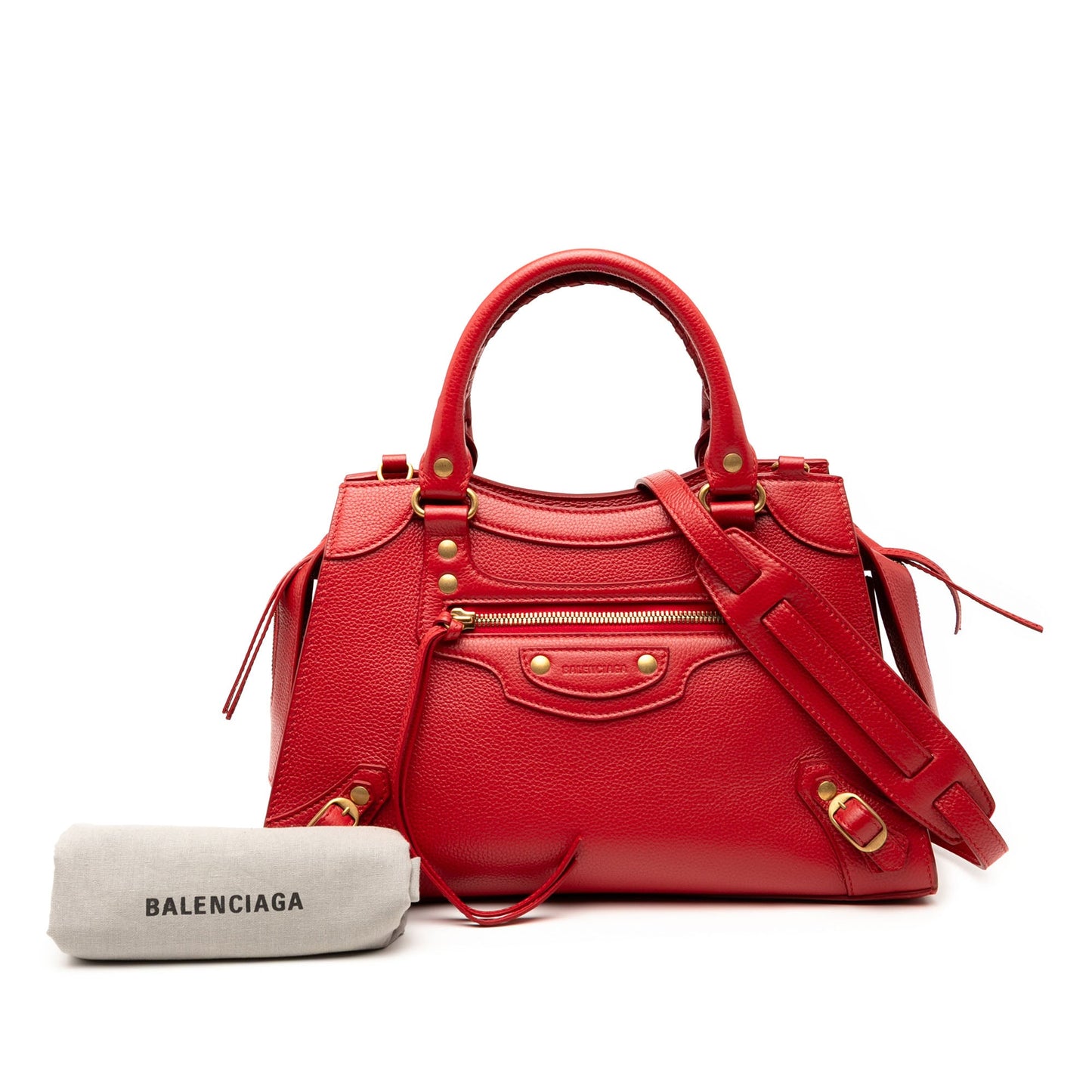 Balenciaga Small Grained Calfskin Motocross Neo Classic City Satchel