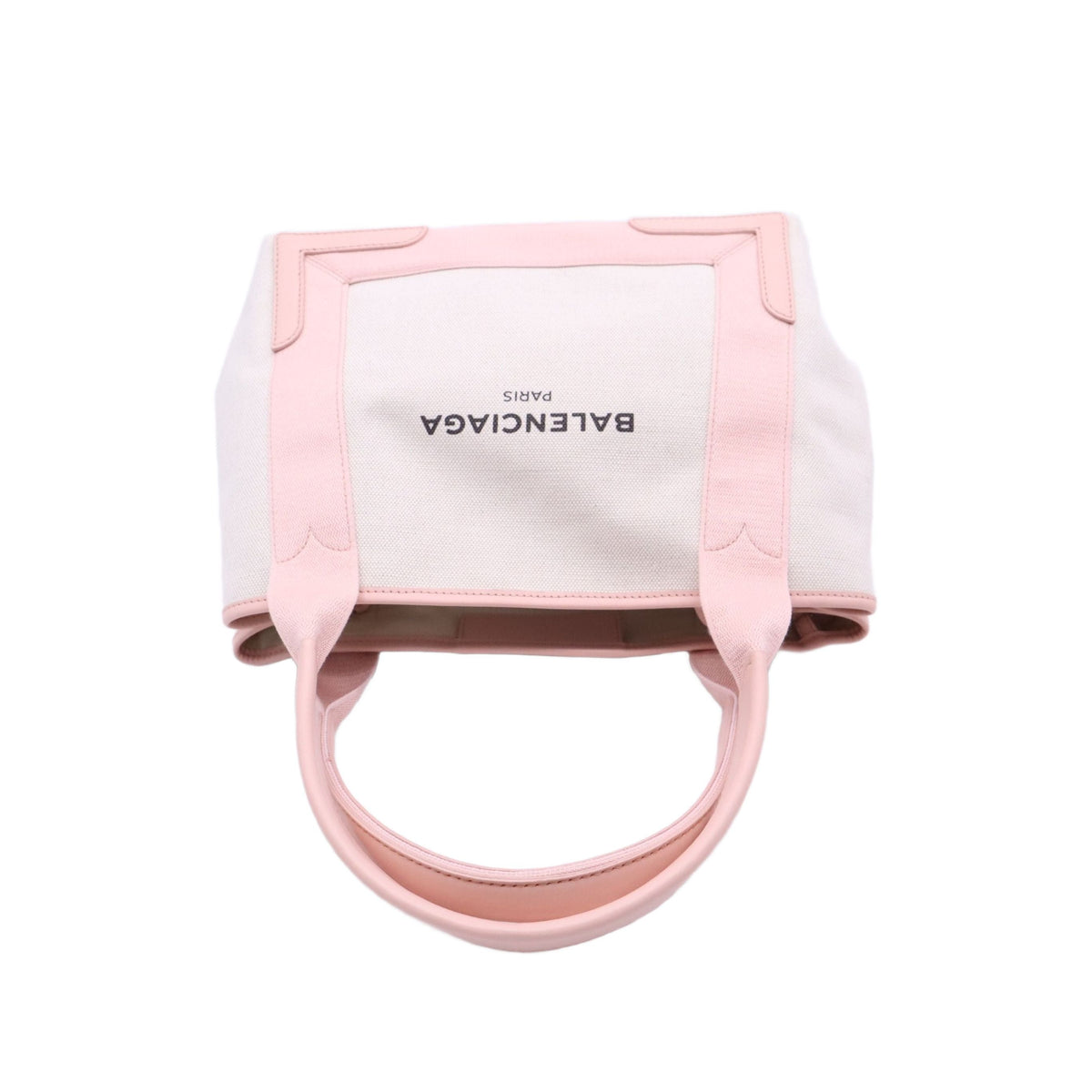 Balenciaga Canvas Navy Cabas Tote S — White