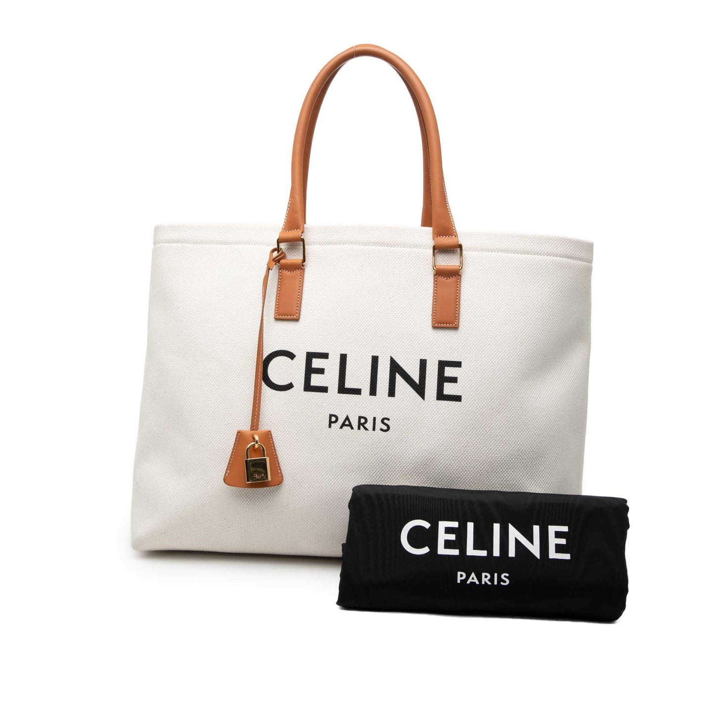 Celine Small Canvas Logo Print Horizontal Cabas Tote